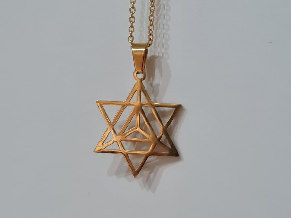 collier merkaba doré acier inoxydable